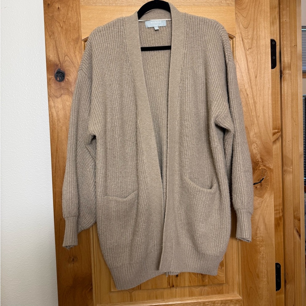 Cozy Tan Open Front Cardigan